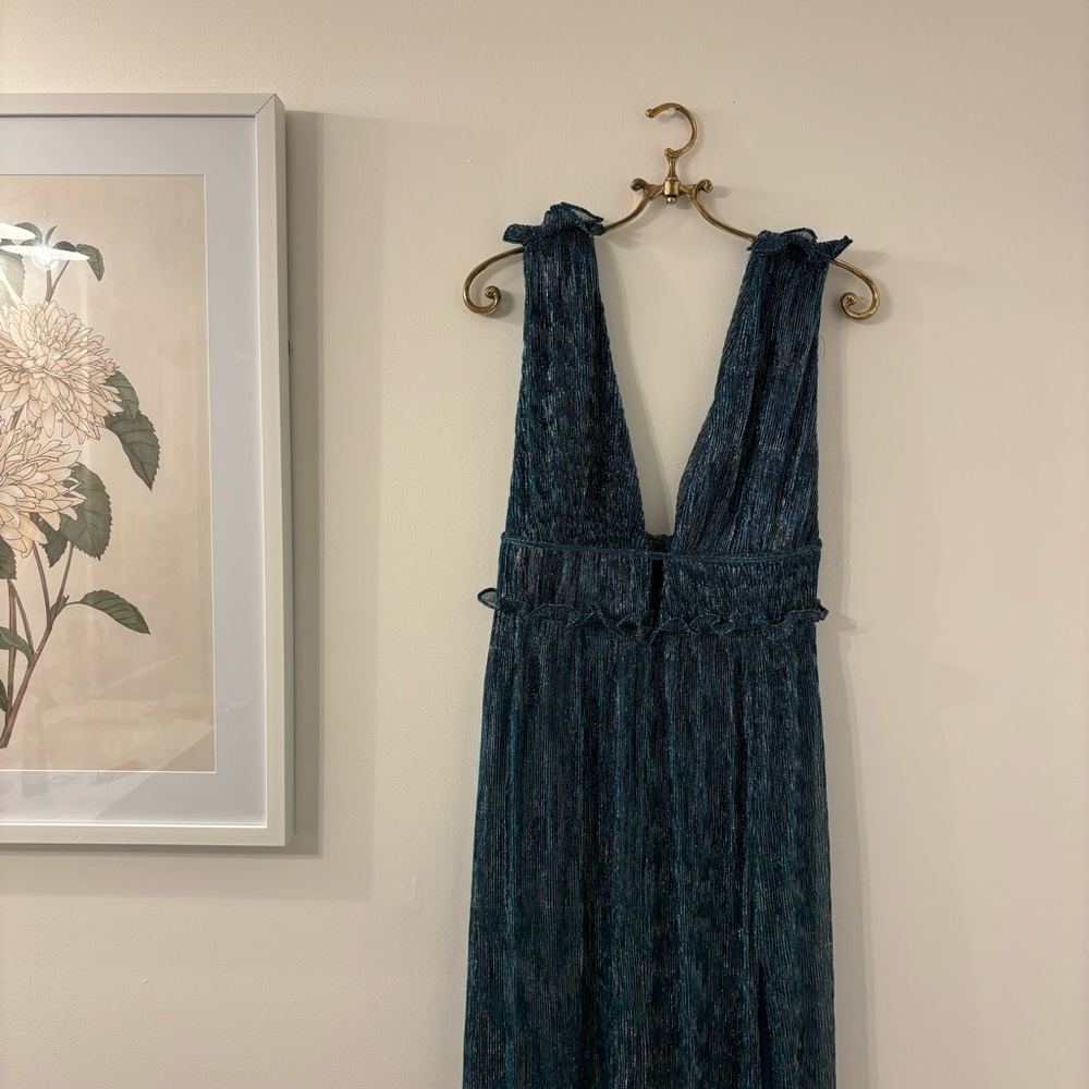 Lulus Spotlight on You Blue + Silver Metallic Maxi